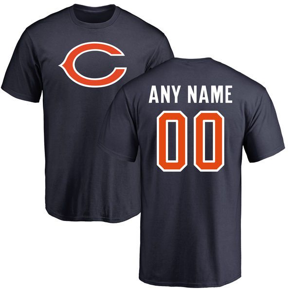 Men Chicago Bears NFL Pro Line Navy Any Name and Number Logo Custom T-Shirt->->Sports Accessory